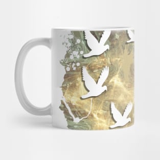 Birds on beige messy kaleidoscope Mug